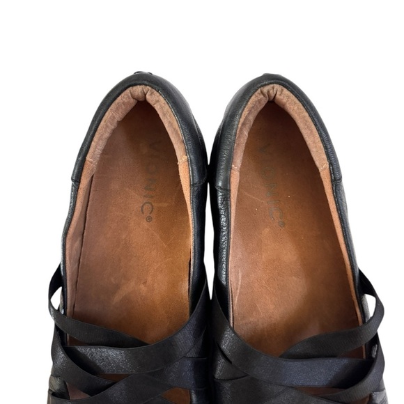 Vionic Black Magnolia Serenity Leather Strappy Slip On Loafer Flats Size 8.5 - Picture 12 of 13